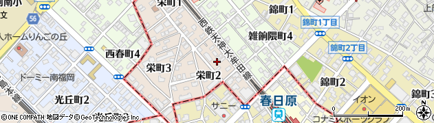 福岡県大野城市栄町2丁目周辺の地図
