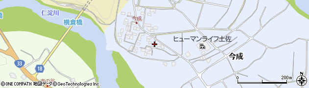 高知県越知町（高岡郡）今成周辺の地図
