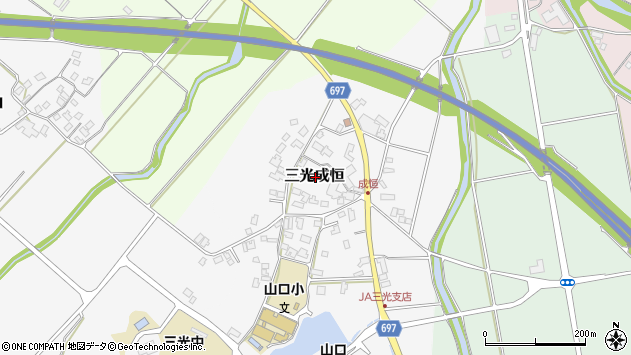〒871-0102 大分県中津市三光成恒の地図