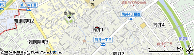 福岡県大野城市筒井1丁目周辺の地図