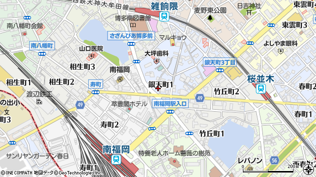 〒812-0879 福岡県福岡市博多区銀天町の地図