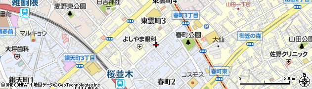 福岡県福岡市博多区東雲町3丁目周辺の地図