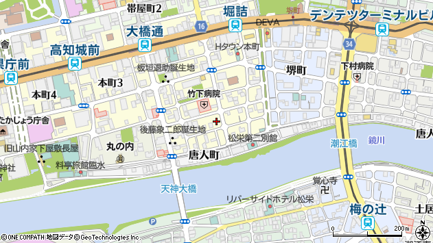 〒780-0863 高知県高知市与力町の地図