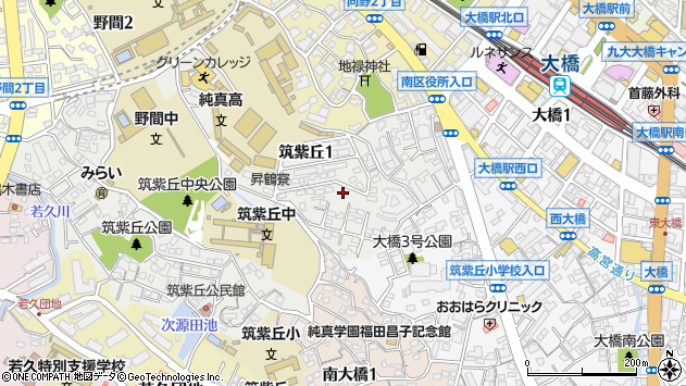 〒815-0036 福岡県福岡市南区筑紫丘の地図