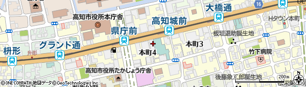 商工組合中央金庫　高知支店周辺の地図