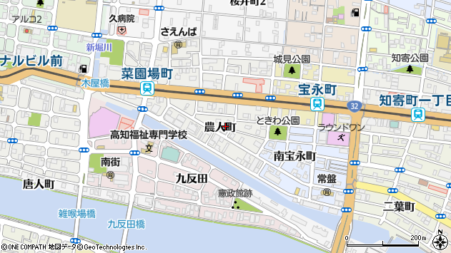 〒780-0825 高知県高知市農人町の地図