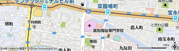 高知市役所　総務部関係文化施設・高知市文化プラザ・かるぽーと周辺の地図