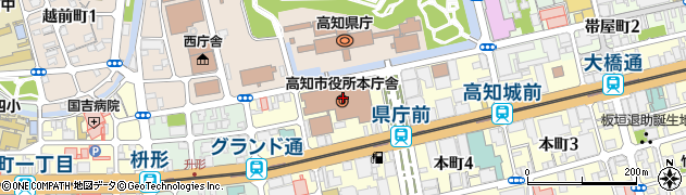 四国銀行高知市役所支店周辺の地図