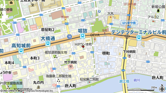 〒780-0870 高知県高知市本町の地図