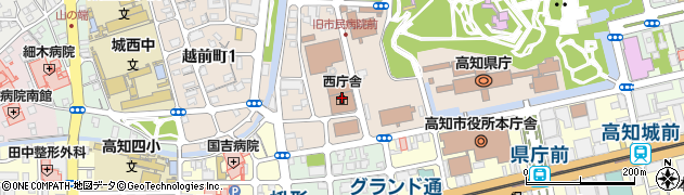 高知県庁教育委員会　事務局高等学校課学校支援チーム周辺の地図