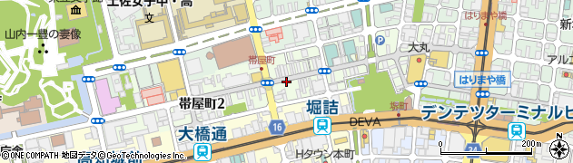 高知県高知市帯屋町周辺の地図