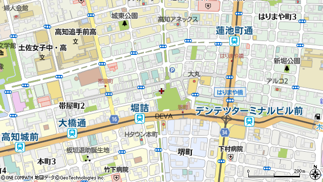 〒780-0841 高知県高知市帯屋町の地図