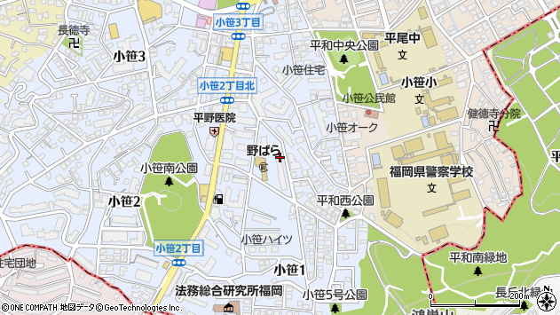 〒810-0033 福岡県福岡市中央区小笹の地図