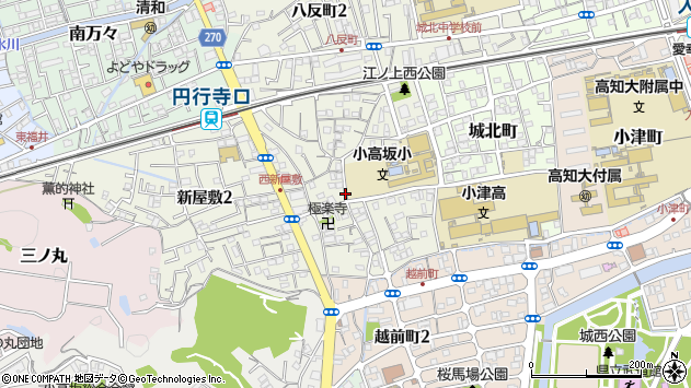 〒780-0911 高知県高知市新屋敷の地図