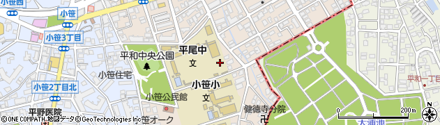 福岡県福岡市中央区平和周辺の地図