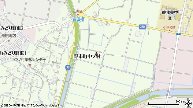 〒781-5211 高知県香南市野市町中ノ村の地図