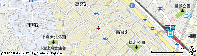 福岡県福岡市南区高宮周辺の地図