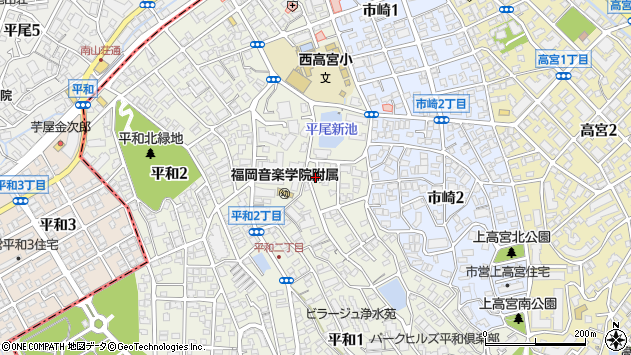 〒815-0071 福岡県福岡市南区平和の地図