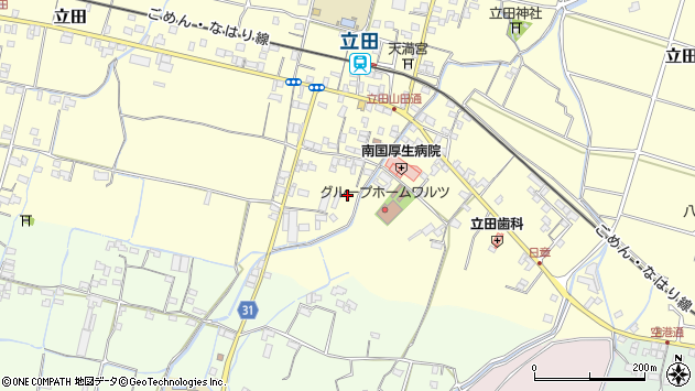 〒783-0091 高知県南国市立田の地図