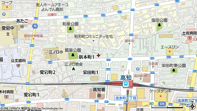 〒780-0062 高知県高知市新本町の地図