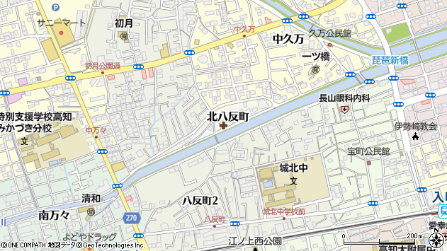 〒780-0913 高知県高知市北八反町の地図