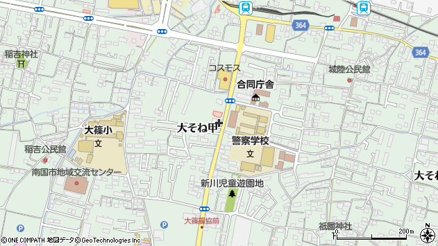 〒783-0004 高知県南国市大そね甲の地図