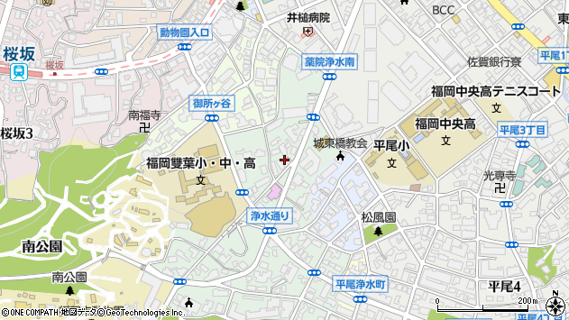 〒810-0028 福岡県福岡市中央区浄水通の地図