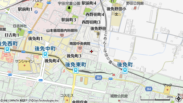 〒783-0003 高知県南国市西野田町の地図