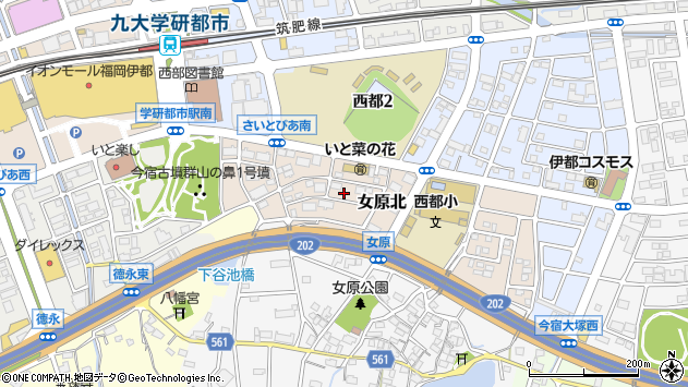 〒819-0377 福岡県福岡市西区女原北の地図
