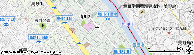 福岡県福岡市中央区清川周辺の地図