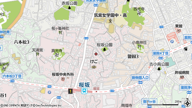 〒810-0024 福岡県福岡市中央区桜坂の地図