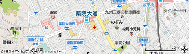福岡市有料自転車駐車場　薬院大通駅自転車駐車場周辺の地図