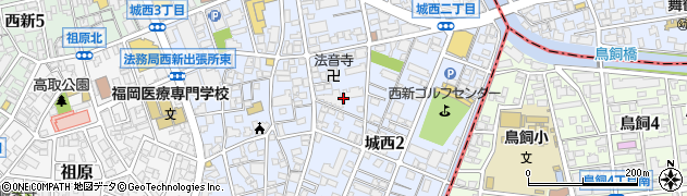 福岡県福岡市早良区城西周辺の地図