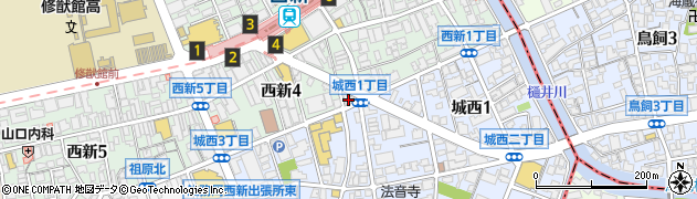 福岡市有料自転車駐車場　西新駅南自転車駐車場周辺の地図