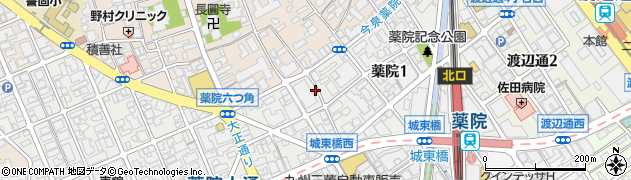 福岡県福岡市中央区薬院1丁目周辺の地図