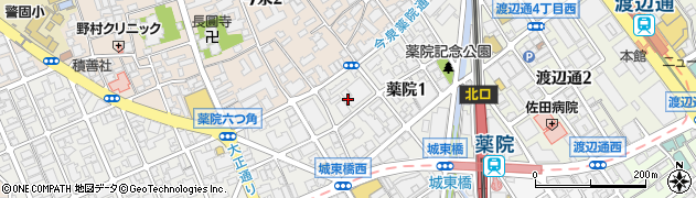 福岡県福岡市中央区薬院1丁目14周辺の地図