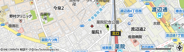 福岡県福岡市中央区薬院1丁目15周辺の地図