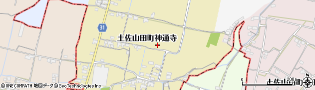 高知県香美市土佐山田町神通寺周辺の地図