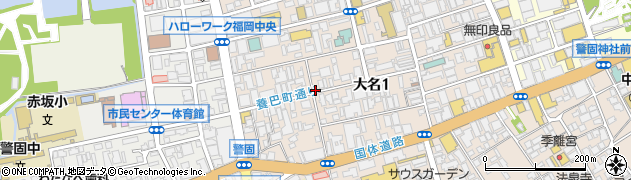 ファミリーマート福岡大名一丁目店周辺の地図