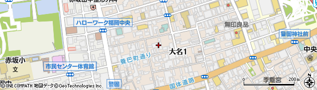 コマツ COMATSU Kitchen&bar 大名店周辺の地図