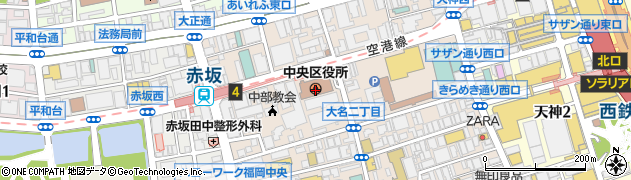 福岡県福岡市中央区周辺の地図