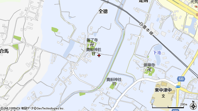 〒871-0002 大分県中津市全徳の地図