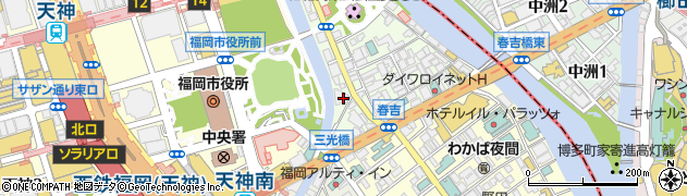 福岡県福岡市中央区西中洲12-8周辺の地図