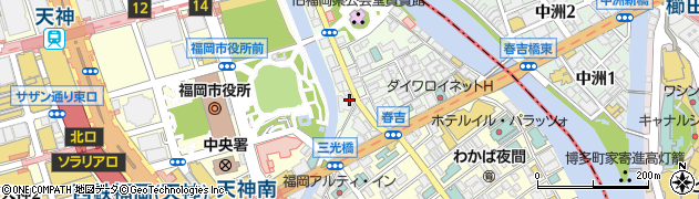 福岡県福岡市中央区西中洲12-10周辺の地図