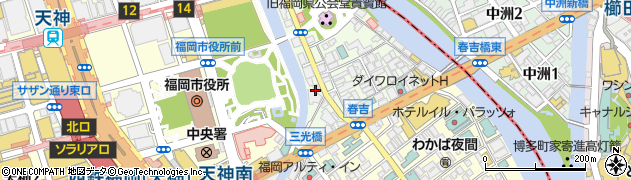 福岡県福岡市中央区西中洲12-11周辺の地図