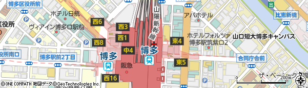 ファミリーマート博多駅中央通路店周辺の地図