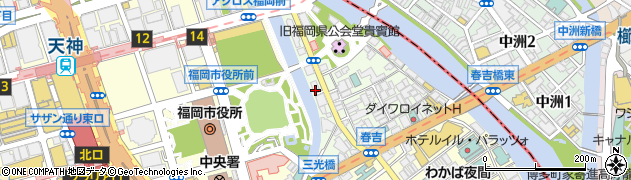 福岡県福岡市中央区西中洲12-17周辺の地図
