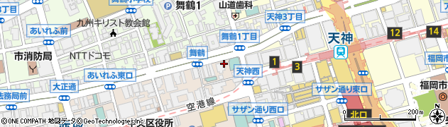 日産レンタカー天神店周辺の地図