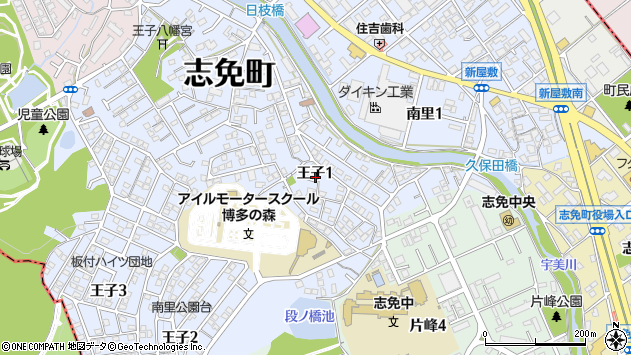 〒811-2209 福岡県糟屋郡志免町王子の地図