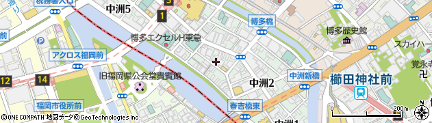 福岡県福岡市博多区中洲周辺の地図